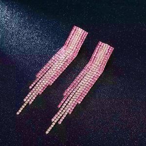 🆕 Gorgeous 14k Pink Fuchsia Fringe Tassel Drop Dangle Earrings NWT